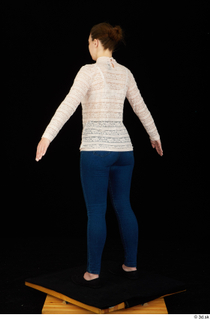  Ellie Springlare black sneakers blue jeans dressed long sleeve shirt pink turtleneck standing whole body 0014.jpg